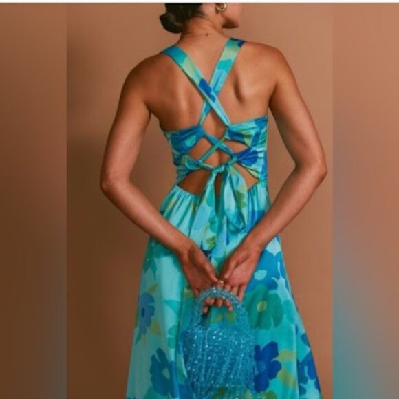 NWT Show Me Your Mumu Mina Midi Dress in Blue Piccadilly Floral Size S - Picture 3 of 11